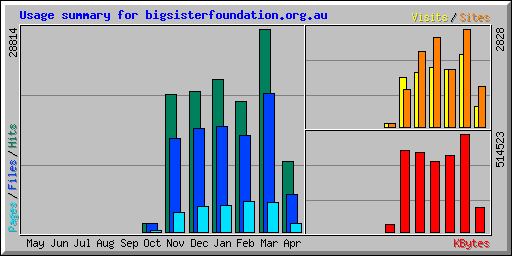 Usage summary for bigsisterfoundation.org.au